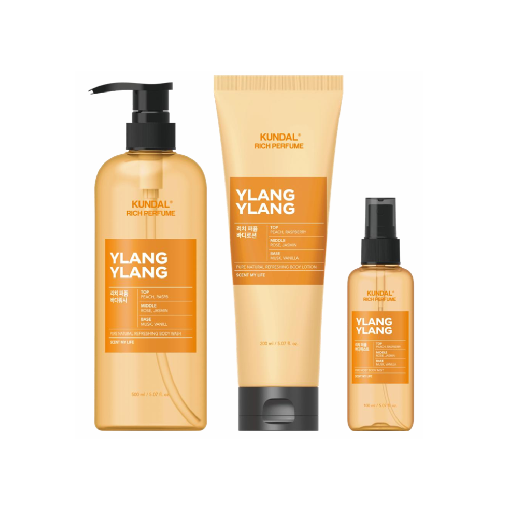 body-yal.png مجموعة العناية بالجسم (غسول ،لوشن، معطر )برائحة إيلانغ إيلانغ العطرة من كوندال KUNDAL - Image 1